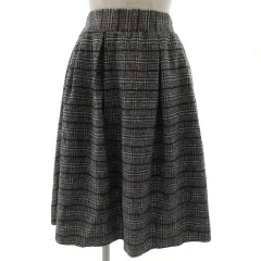 エムズエキサイト EMSEXCITE スカート フレア ひざ丈 フリース ウエストゴム グレンチェック ブラック 黒 ホワイト 白 M