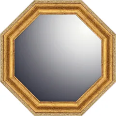 たのメル便発送♪ ヴィンテージ　八角形 壁掛け鏡 青花に黒と金のデザイン たのメル便発送♪ ヴィンテージ 八角形 壁掛け鏡 青花に黒と金