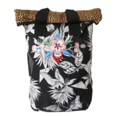 美品 adidas アディダスオリジナルス ザファームカンパニー フラワープリント ロールトップ バックパック リュック CE5644 ブラック系 メンズ レディース 古着 中古 USED