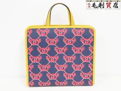 グッチ GUCCI チルドレンズ インターロックキングG スネイル トートバッグ 605614 ネイビー イエロー 極上美品 バッグのサムネイル