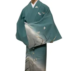 H-39　訪問着　着物　絹　袷　裄65.5センチ　身丈（背）154センチ　レディース　刺繍のサムネイル
