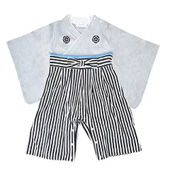 [Aenak] 男児袴ロンパース (杢グレー, 90) [杢グレー] [90]