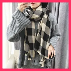 ★売れ筋★ ストール チェック柄 レディース メンズ マフラー 大判ストール チェック柄ストール 防寒対策 ショール 肩掛け ひざ掛け フリンジ付き W-594