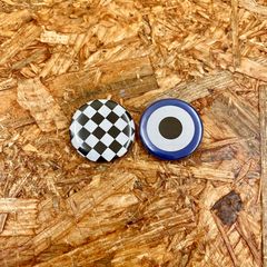 2個セット チェッカーフラッグ + ターゲットマーク カスタムver. 缶バッジ 32mm モッズマーク イギリス UK バッチ バッヂ ロッカーズ PUNK パンク べスパ トライアンフ
