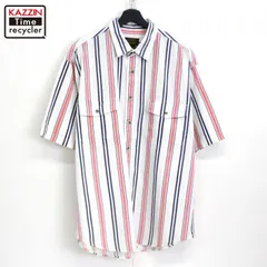 90s vintage Eddie Bauer ストライプ柄 黒タグ 半袖シャツ メンズ 表記XLサイズ