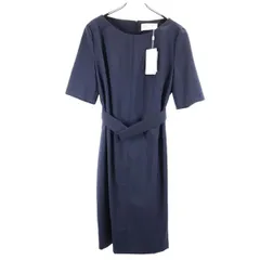 未使用 ヒューゴボス 半袖 ワンピース US10 ネイビー系 HUGO BOSS バックジップ レディース 【中古】  【230607】のサムネイル