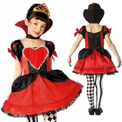 【在庫限り！特価品】HW ラブリーハートクイーン キッズ 100 ボタン 　　[女王 コスプレ 不思議の国のアリス かわいい 子供用 女の子衣装 キッズ コスチューム なりきり ハロウィン 仮装 イベント]【871514】のサムネイル
