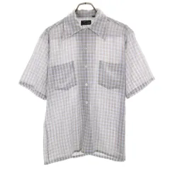 JCPenney ジェイシーペニー 70s 80s ヴィンテージ チェック柄 半袖 シャツ M ホワイト メンズ 古着