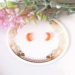 no.97　 レジン　お月様　オレンジ　ピアス　イヤリング　ハンドメイド