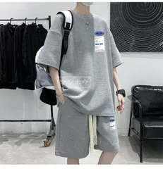 セットアップ メンズ 半袖 ワッフル 夏 上下セット Tシャツ ハーフパンツ ゆったり 韓国 ファッション ビッグTシャツ 上下 ショートパンツ ルームウェア 部屋着 運動着 ストリート ダンス aIzn964