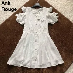 タグ付き Ank Rouge アンクルージュ フレアワンピース ミニワンピース フラワー刺繍 花柄 エンブロイダリー フリル パフスリーブ りぼん 白 ホワイト Mサイズ