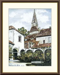 10年保証 名画 油絵 クレミューの回廊 モーリス・ユトリロ 手彩仕上 高精細巧芸画/インテリア 額入り 額装込 アート リビング プレゼント アートフレーム 飾る グッズ ギフト おしゃれ 壁掛け 絵 F4(42x34cm)