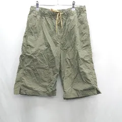 ◇ Θ CONVERSE コンバース ウエストゴム ブランドロゴ刺<!-利用不可文字-!> ハーフパンツ サイズL カーキ メンズ E  【1501160015501】