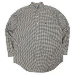 ポロラルフローレン POLO RALPH LAUREN 90s 90年代 ボタンダウンシャツ BD BLAKE ブレイク 定番 USA アメリカ ヴィンテージ 古着 メンズ シャツ ブラック系 ギンガムチェック柄 L【中古】