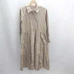 ◇ ⊇ COTORICA コトリカ 長袖 ロング ワンピース サイズF カーキ レディース E  【1501160047120】