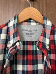 SHIPS M 赤×紺×白 メンズ ネルシャツ