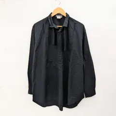 Yohji Yamamoto POUR HOMME ヨウジヤマモト 丸文字 80s 90s 長袖シャツ ブラック サイズM 綿 プルオーバー スカーフ デザインシャツ
