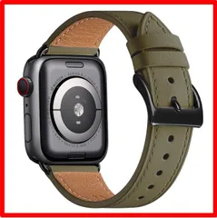 【送料無料 】アーミーグリーン/ブラックバックル_38/40/41mm コンパチブル Apple Watch バンド アップルウォッチ バンド 本革製 レザー 