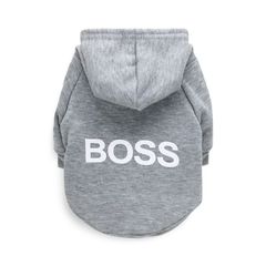 ROSTUDO 犬服 犬の服 秋冬 フード付パーカー スウェットトレーナー スウェットパーカー リード通す穴あり BOSS ボス 防寒 暖かい ワンコ服 猫服⑫グレー