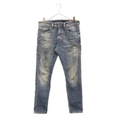 DIESEL (ディーゼル) THOMMER-T ダメージ加工 ジョグ ジーンズ ストレッチデニム パンツ ライトブルー