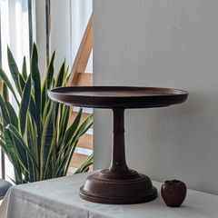 けやき　欅　ケヤキ　天然木　無垢材　くり抜き　コンポート　コンポティエ　ケーキ皿　ディスプレイ　撮影小物　小道具　日本製　時代物　年代物　アンティーク　古道具　【送料無料】