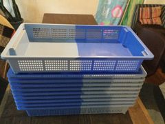 【中古】イチゴ収穫用コンテナー10個 ：SNコンテナーC#12 ブルー/ライトブルー 101303 外寸576×319×98ｍｍ　三甲　サンコー 　SNコンテナ　C12  イチゴ用　ブルー／ライトブルー