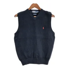 Polo by Ralph Lauren ポロ ラルフローレン Vネック コットンベスト ワンポイントロゴ ネイビー (メンズ M) 中古 古着 T1332