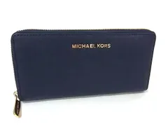 ■美品■ MICHAEL KORS マイケルコース レザー ラウンドファスナー  長財布 ウォレット レディース ネイビー系 DK1433