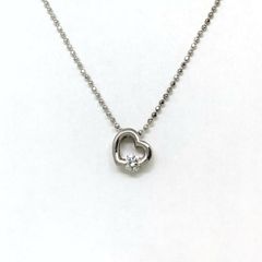 ポンテヴェキオ Ponte Vecchio K18WG ダイヤモンド0.10ct ハートネックレス★新品仕上げ済★