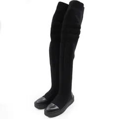 MAXMARA マックスマーラ　ブラック　フラット ロングブーツ Max Mara マックスマーラ レザー ロングブーツ ブラック M 22.5