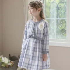 【ブルーグレーチェック】お嬢様のアンサンブルスーツセット TAK キッズ キャサリンコテージ