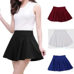 フレアスカート ミニ ウエストゴム ミディアム ミニスカート サーキュラースカート ペンシルスカート シンプル 無地 ミニ丈 ストレッチ ボディコン レディースひざ丈ブラック黒ホワイト白ワインレッド赤青ロイヤルブルー配色春夏秋冬可愛い★2