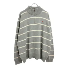 POLO JEANS ポロジーンズ ラルフローレン ハーフジップ コットンセーター ボーダー グレー(メンズ XXL)中古 古着 V3177