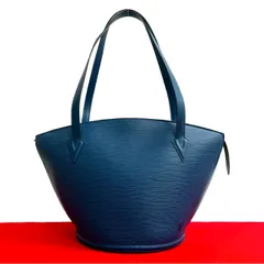 極 美品 LOUIS VUITTON ルイヴィトン ヴィンテージ サンジャック ショッピング エピ レザー 本革 トートバッグ トレドブルー  -4115