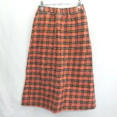 ◇ ⊇ RODEO CROWNS ロデオクラウンズ チェック柄 ウエストゴム ミモレ丈 台形 スカート サイズF レッド系 レディース E  【1502030035810】