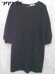◇ Perle Peche ペルルペッシュ 水玉 ドット 長袖 膝丈 ワンピース サイズ38 ブラック レディース  【1002802243783】のサムネイル