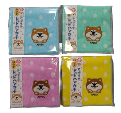 秋田限定🌟秋田犬アップリケドットハンカチ🌟4個セット🌟あきたいぬ
