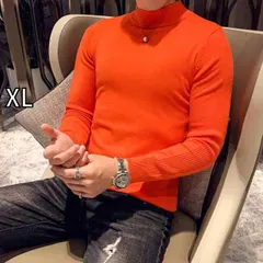 [XL]春 コーデ メンズ 用 服 シンプル ファッション オシャレ 大人 かっこいい 大きいサイズ ストリート 紳士服 ハーフ タートルネックセーター 韓国スタイル ニット セーター スリムフィット 厚手 暖かい レイヤリング シャツ 無地