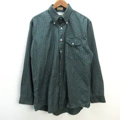 y■USA製 80'S■エルエル ビーン/L.L.BEAN ボタンダウン 長袖シャツ■緑【 16 1/2 35 】メンズL/レトロ/121【中古】