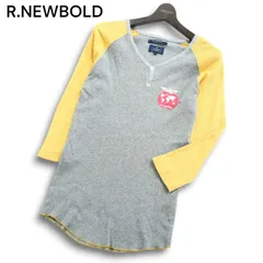 R.NEWBOLD ポールスミス 春夏★ プリント バイカラー 7分袖 ヘンリーネック ラグラン リブ Tシャツ カットソー Sz.M メンズ