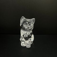 【美品】Meissen　マイセン マイセンクリスタル 猫　ペーパーウエイト　フィギュリン 置物　クリスタルガラス