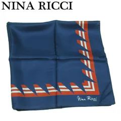 ニナ リッチ スカーフ 大判サイズ レディース プリント 柄 ネイビー レッド ブルー シルク 絹 NINA RICCI L3944