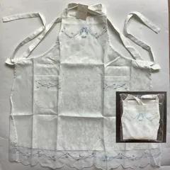 PureMind レディース エプロン 白 刺繍 花 レース 前掛け 大人 左右ポケット 肩掛け
