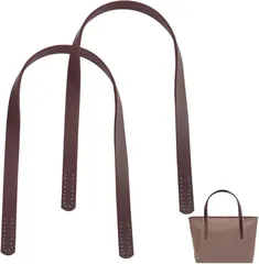 PH PandaHall 2本 バッグ持ち手 長さ62.4cm レザー 取っ手 かばん バッグ用ハンドル 皮革ストラップ 修理用 交換用 付け替え 合成革 穴あき ハンドルはバッグに縫い付け バッグハンドル ハンドメイド 手芸用品 黒茶( 黒茶)