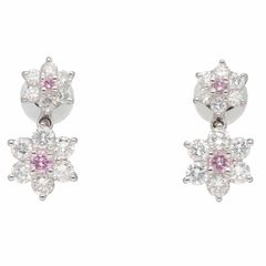 ピンクダイヤモンド(0.05ct/0.05ct)ダイヤモンド(0.39ct/0.36ct)デザイン ピアス Pt900 プラチナ 鑑別書【送料無料】【中古】23631102