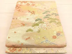 平和屋着物◎六通柄袋帯　唐織　光悦垣山水文　金糸　正絹　逸品　BAAU4887hv