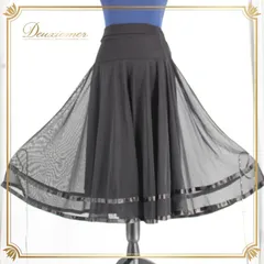 社交ダンス 衣装 スタンダード スカート レッスンウェア レディース オールシーズン ブラック系 黒 無地 シンプル レース 透け感 かわいい モノトーン かわいい ラテンダンス フィット感 おしゃれ トレーニング 結婚式 演出 大人向け フェミニン