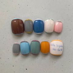 サイズオーダー ネイルチップ カジュアル マルチカラー 落書き 色鉛筆 一癖