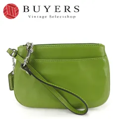 【中古】 コーチ ポーチ レザー グリーン シルバー金具 アクセサリーポーチ マルチケース レディース 女性 COACH