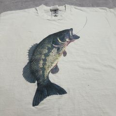 90s カナダ製 魚t イラストt ビンテージt 袖裾シングル FRUIT OF THE LOOM 古着